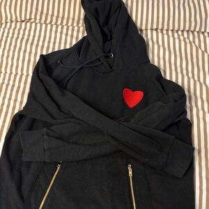 Aviator Nation Charcoal Hoodie with Red Heart Patch